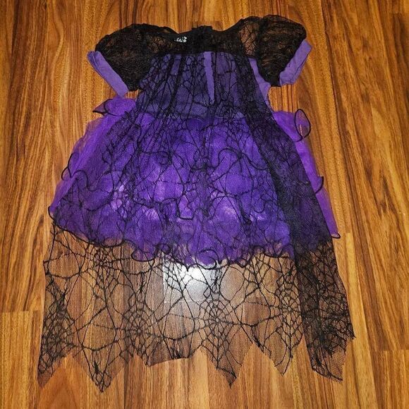5 For $25 Purple and Black Spiderweb Witch Halloween Costume Baby Size 18 M - Picture 2 of 3